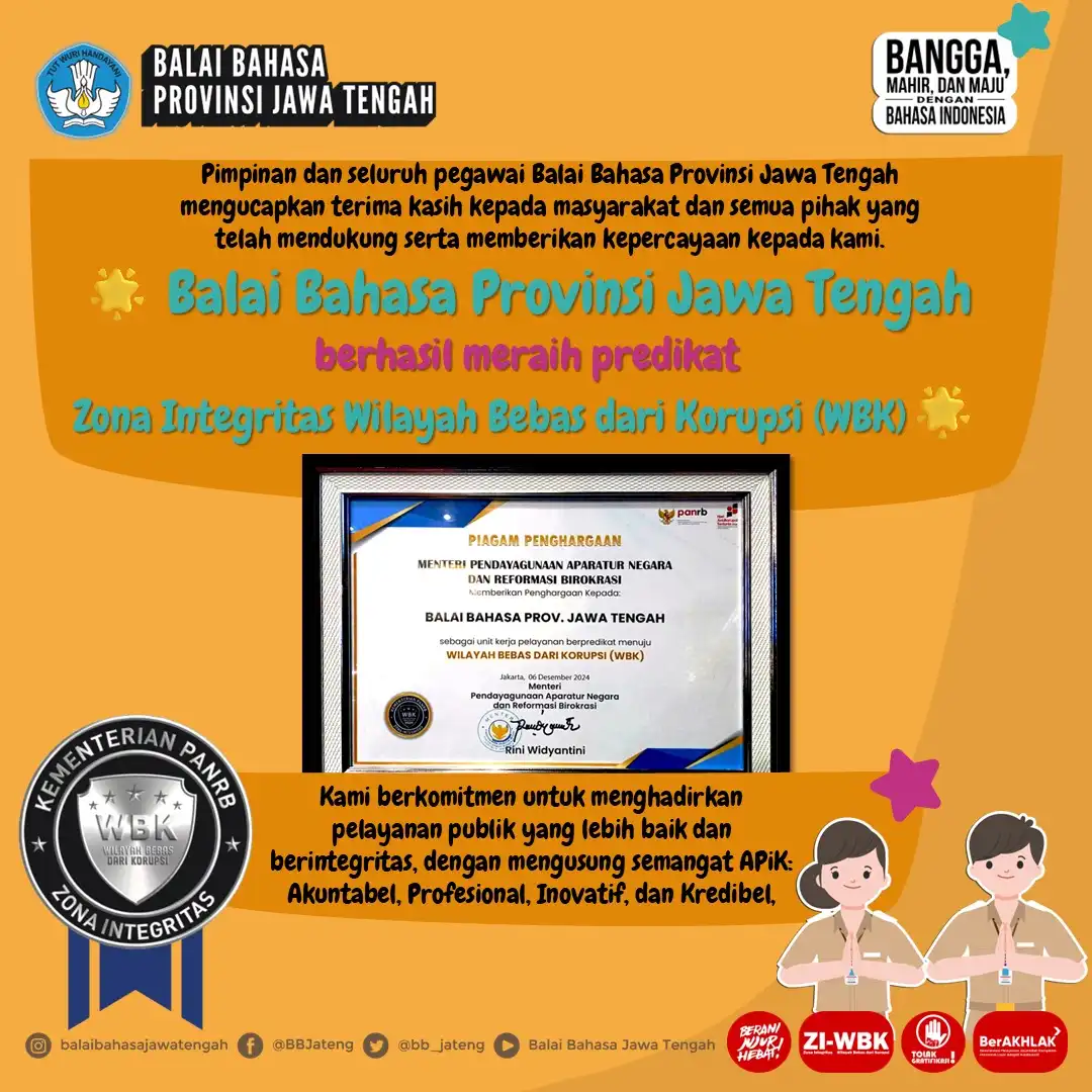 Balai Bahasa Provinsi Jawa Tengah ucapkan terima kasih kepada masyarakat