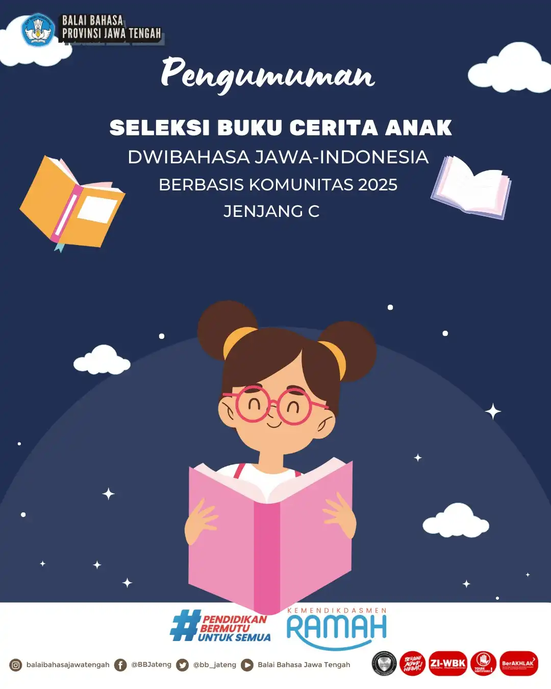 Pengumuman Seleksi Buku Cerita Anak Dwibahasa Jawa-Indonesia Berbasis Komunitas Tahun 2025 Jenjang C